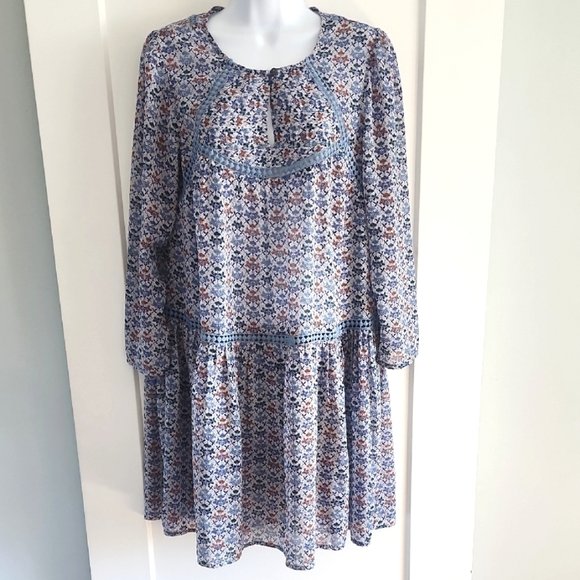 Anthropologie Holding Horses Blue Floral Dress Shell Size 10 - Picture 2 of 10